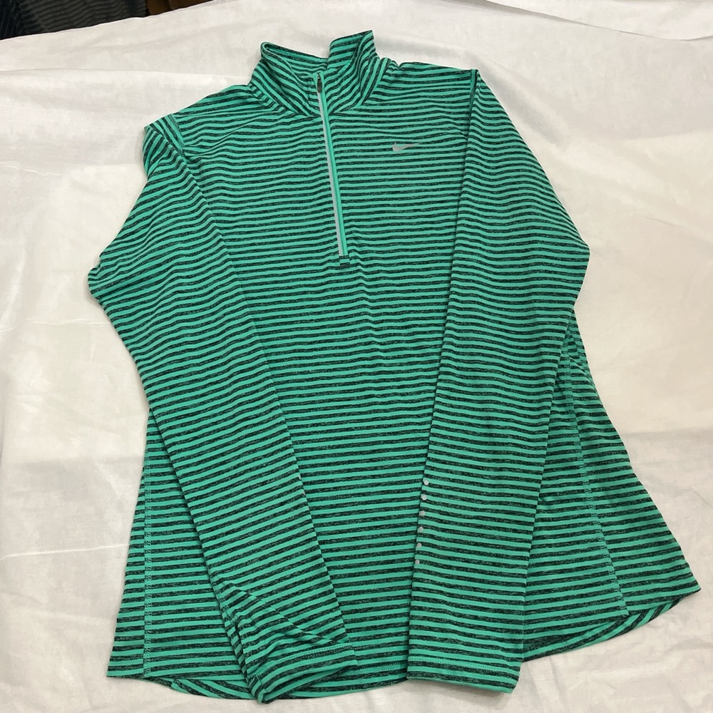 Nike Dri-Fit green striped 1/4 zip pullover